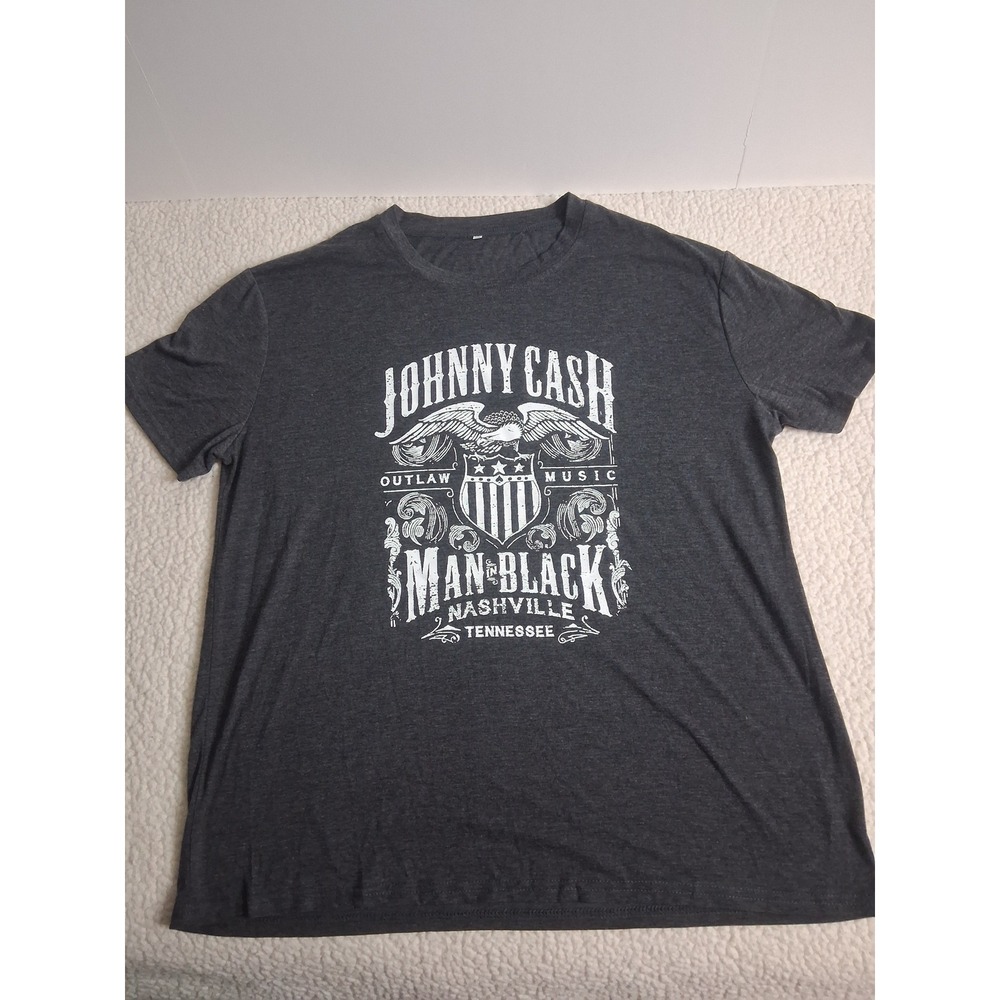 Johnny Cash Man In Black Nashville Outlaw Music Graphic T-Shirt Charcoal XXL